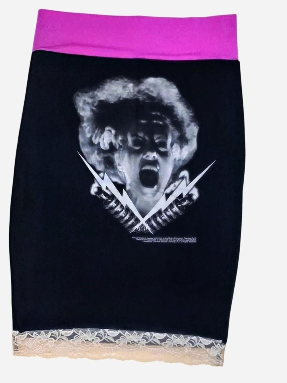 VINTAGE Bride of Frankenstein Midi Skirt w/Lace Trim Frankenstein's Monster
